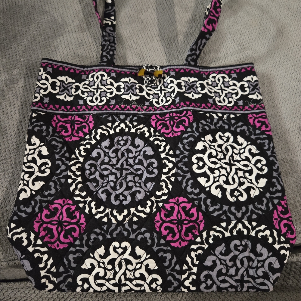 Vera Bradley Black and Pink Ornate Tote